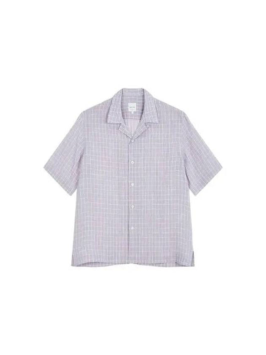 Check pattern regular fit linen shirt blue 270021 - PAUL SMITH - BALAAN 1