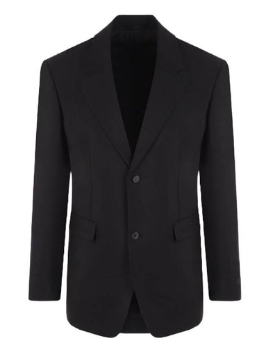 single breasted mohair wool jacket black - PRADA - BALAAN 1