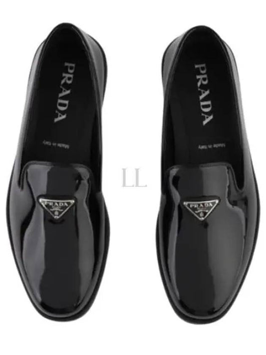 Triangle Logo Enamel Loafers Black - PRADA - BALAAN 2