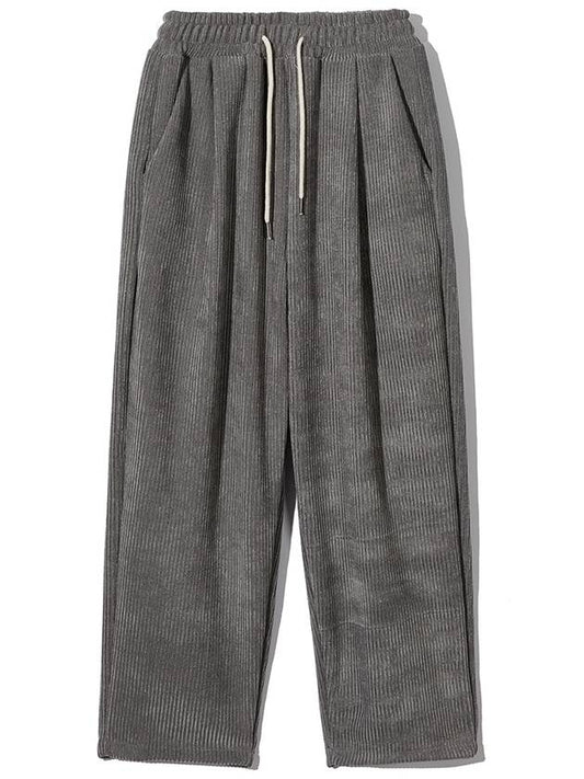 Wide One Tuck Common Corduroy Banding Pants Stone Gray - WEST GRAND BOULEVARD - BALAAN 2