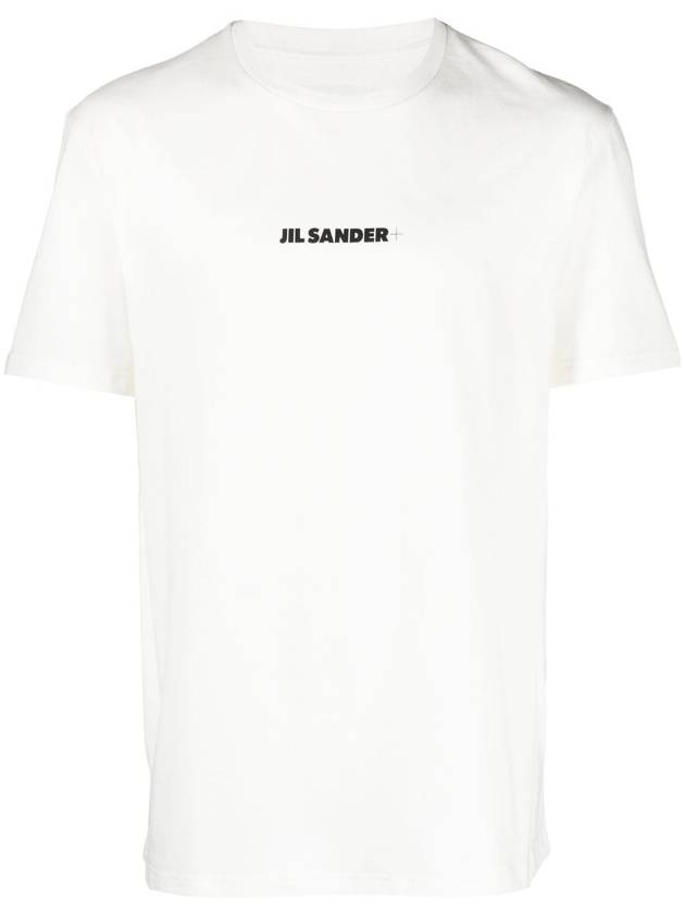 Logo Print Crew Neck Short Sleeve T-shirt Porcelain - JIL SANDER - BALAAN 2