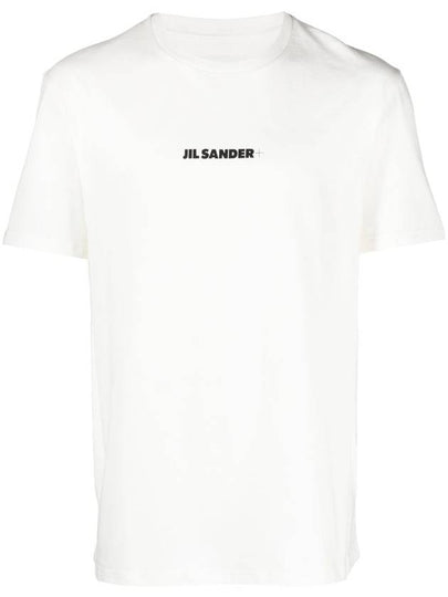 Logo Print Crew Neck Short Sleeve T-shirt Porcelain - JIL SANDER - BALAAN 2