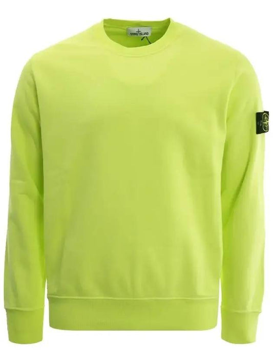 Wappen Patch Crew Neck Sweatshirt Neon Yellow - STONE ISLAND - BALAAN.