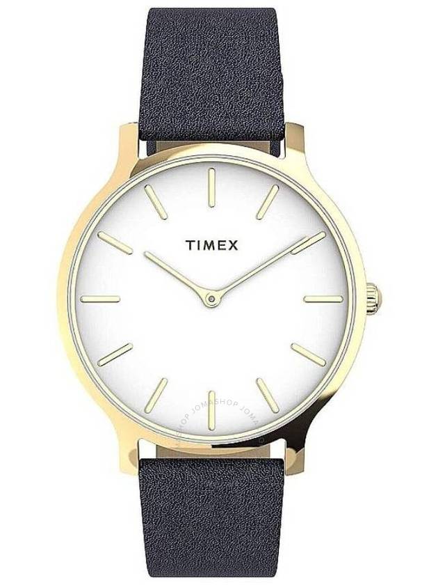 Transcend 38mm leather strap watch blue gold - TIMEX - BALAAN 2