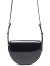 Logo Plaque Leather Cross Bag Black - PRADA - BALAAN 5