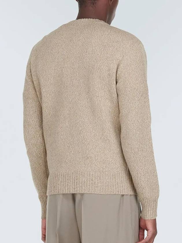 Men's Tonal Cashmere Crew Neck Sweater Champagne - AMI - BALAAN 4