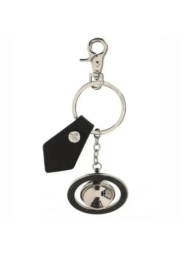 ORB Logo Leather Mix Key Holder Black - VIVIENNE WESTWOOD - BALAAN 1