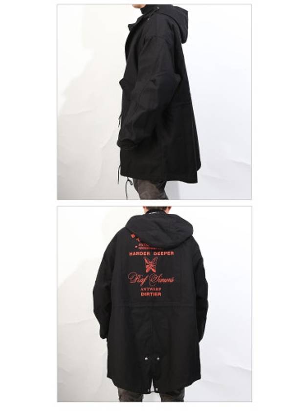 back printing parka jacket black - RAF SIMONS - BALAAN.