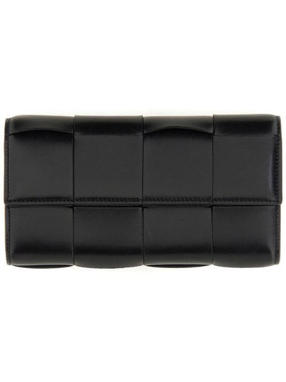 Cassette Flap Leather Long Wallet Black - BOTTEGA VENETA - BALAAN 2