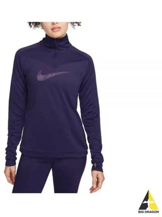 Nike Dri-FIT Swoosh Long Sleeve T-Shirt Purple - NIKE - BALAAN 2