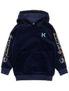 Kids Logo Slogan Hoodie Navy K25692 868 - KENZO - BALAAN 1