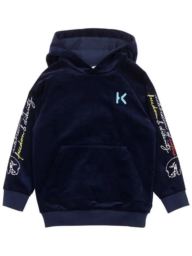 Kids Logo Slogan Hoodie Navy K25692 868 - KENZO - BALAAN 2