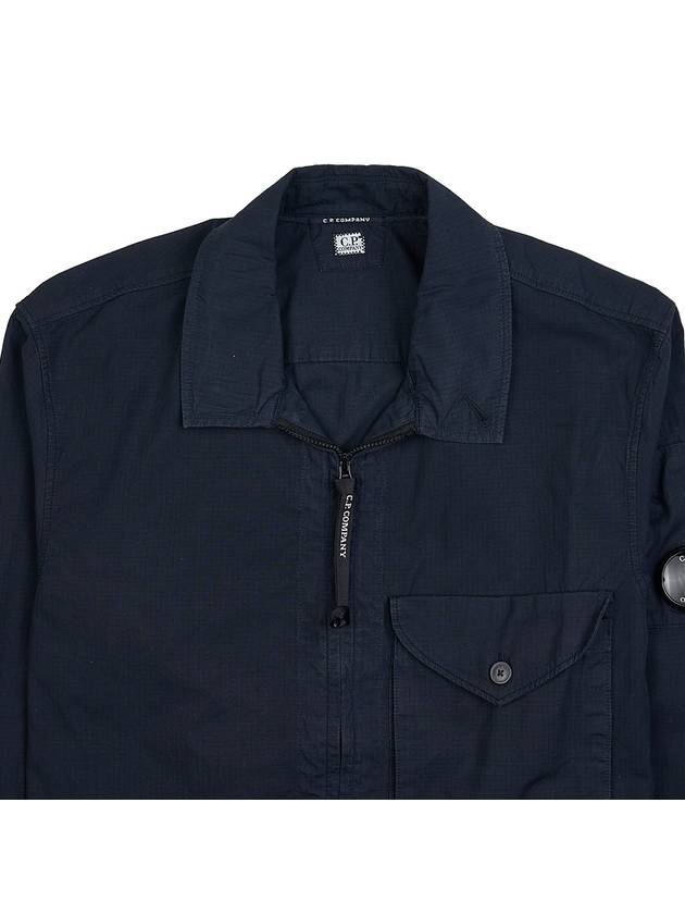 Lens Wappen Long Sleeve Overshirt Zip Up Jacket Navy - CP COMPANY - BALAAN 4