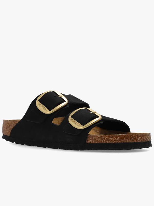 Arizona Big Buckle Nubuck Leather Slippers Black - BIRKENSTOCK - BALAAN 5