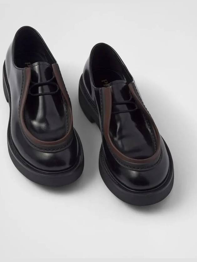 Diapason Opaque Brushed Leather Lace-Up Shoes Sienna - PRADA - BALAAN 4