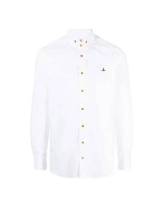 Men's Embroidered ORB Logo Long Sleeve Shirt White - VIVIENNE WESTWOOD - BALAAN 2