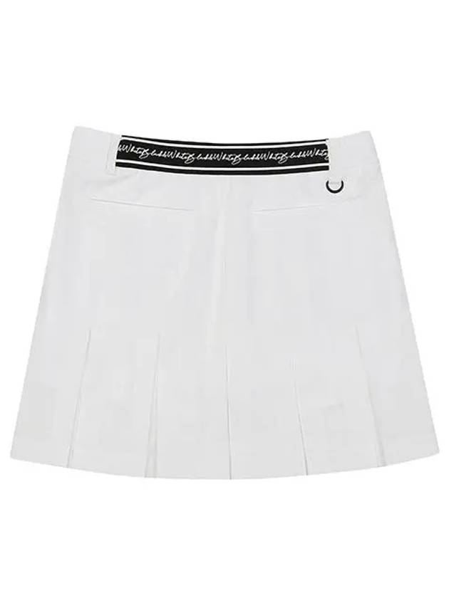 Women’s logo print wool band pleated A-line culottes 4052LASYWHITE - BLACK&WHITE - BALAAN 2