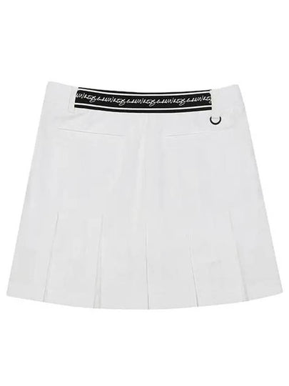 Women’s logo print wool band pleated A-line culottes 4052LASYWHITE - BLACK&WHITE - BALAAN 2