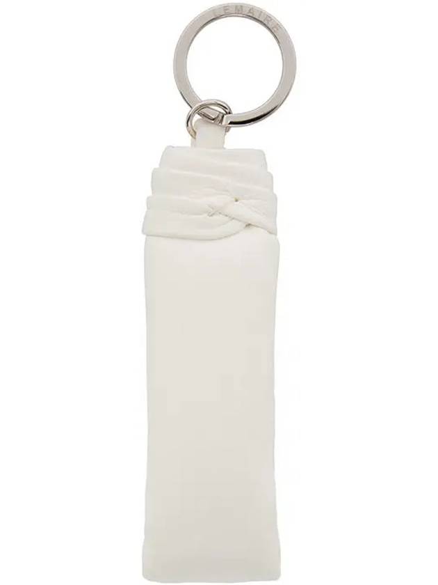 Padded Lambskin Leather Strap Logo Ingrave Keychain Keyring White - LEMAIRE - BALAAN 1