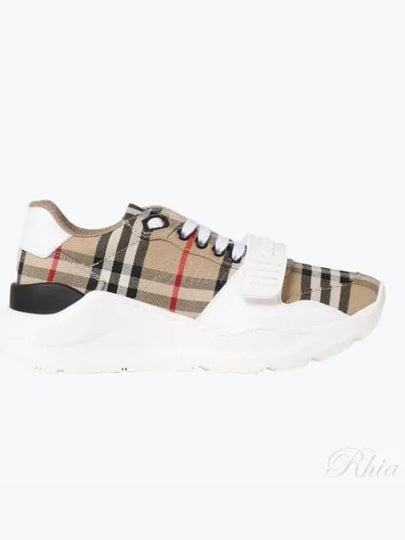 Vintage Check And Leather Sneakers White Archive Beige - BURBERRY - BALAAN 2