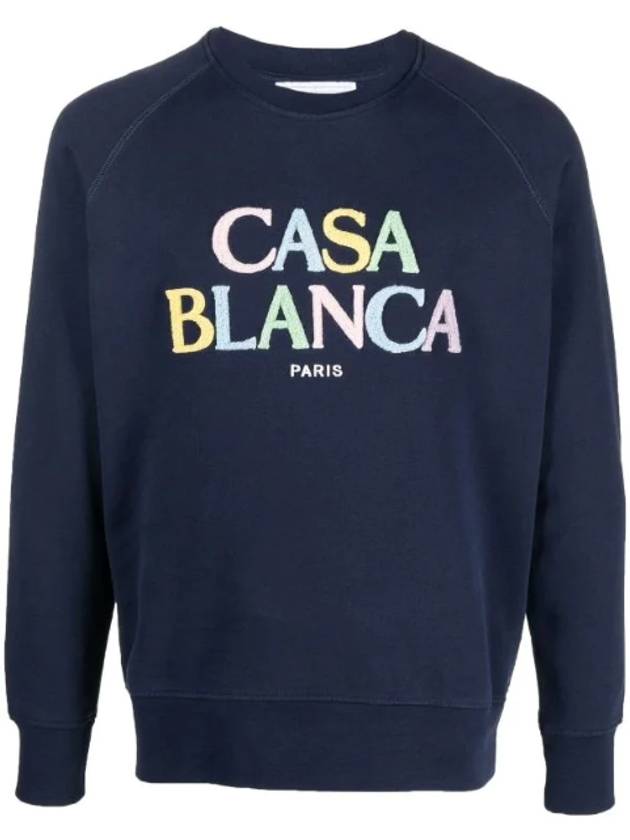 Debossed Logo Detail Sweatshirt Navy - CASABLANCA - BALAAN 1