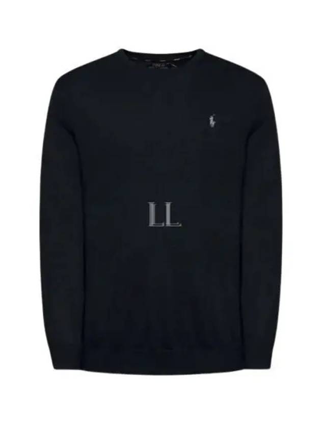 Embroidered Logo Crew Neck Knit Top Black - POLO RALPH LAUREN - BALAAN 2