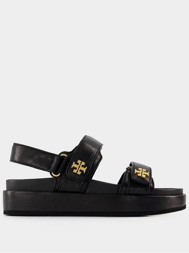 Kira Sports Logo Leather Sandals Black - TORY BURCH - BALAAN 2