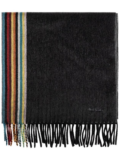 Cashmere Signature Stripe Edge Scarf Black - PAUL SMITH - BALAAN 2