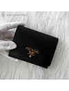 Vitello gold logo 3-fold bifold wallet black red - PRADA - BALAAN.