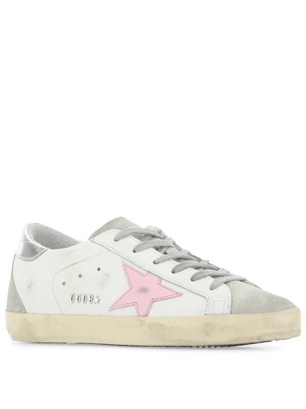 Women's Superstar Silver Heel Tab Pink Star Low Top Sneakers White - GOLDEN GOOSE - BALAAN 3