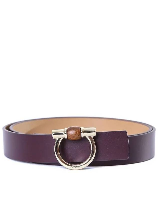 Gancini Buckle Reversible Leather Belt Burgundy Beige - SALVATORE FERRAGAMO - BALAAN 2