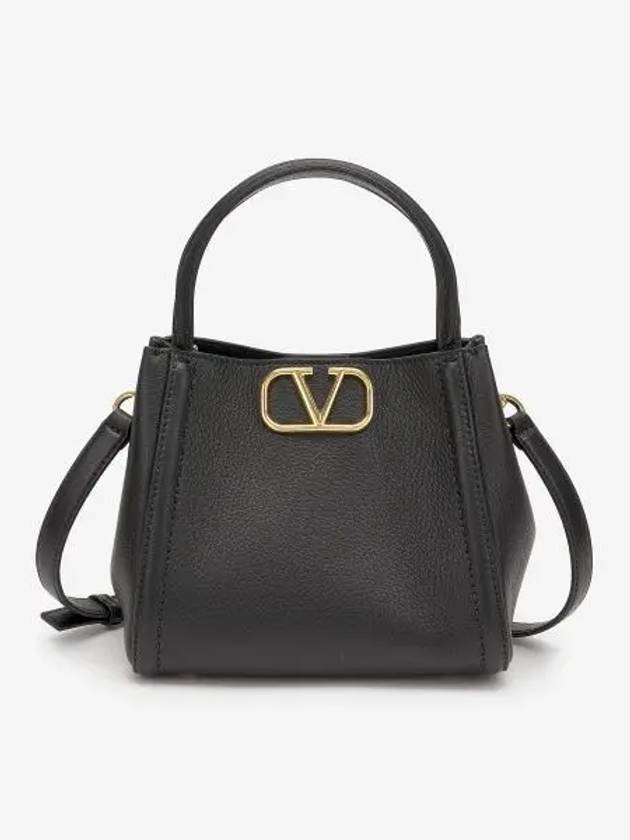 Logo Leather Tote Bag Black - VALENTINO - BALAAN 2