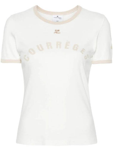 Logo Print Short Sleeve T-shirt White - COURREGES - BALAAN 1