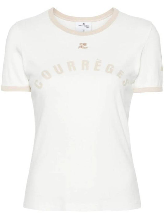Logo Print Short Sleeve T-shirt White - COURREGES - BALAAN 1