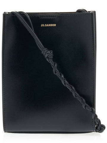 Women's Logo Tangle Small Leather Shoulder Bag Black - JIL SANDER - BALAAN 1