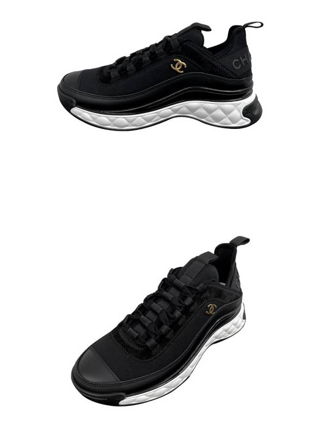 Mixed Fibers Velvet Calfskin Low Top Sneakers Black - CHANEL - BALAAN 5