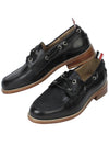 Men's Vitello Calf Leather Boat Shoes Black - THOM BROWNE - BALAAN 2