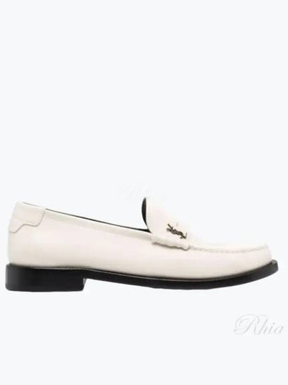 Le Loafer Penny Slippers In Smooth Leather Pearl - SAINT LAURENT - BALAAN 2