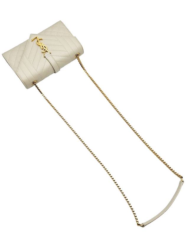 Saint Laurent 600195 White Leather Gold Chain Envelope Small Shoulder Bag - SAINT LAURENT - BALAAN 5