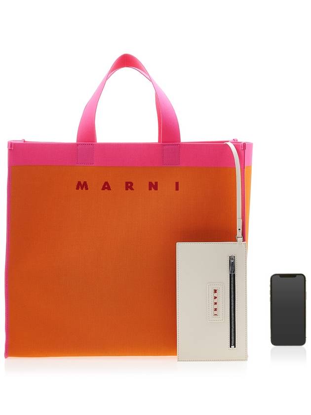 Colorblock Jacquard Tote Bag Orange - MARNI - BALAAN 7