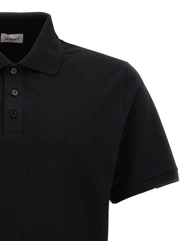 Cassandre Polo Shirt Black - SAINT LAURENT - BALAAN 4