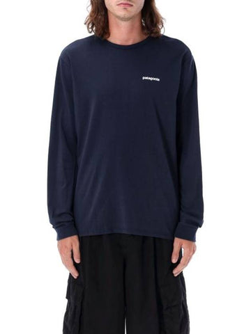 P6 Logo Responsibili Long Sleeve T-Shirt Birch Navy - PATAGONIA - BALAAN 1