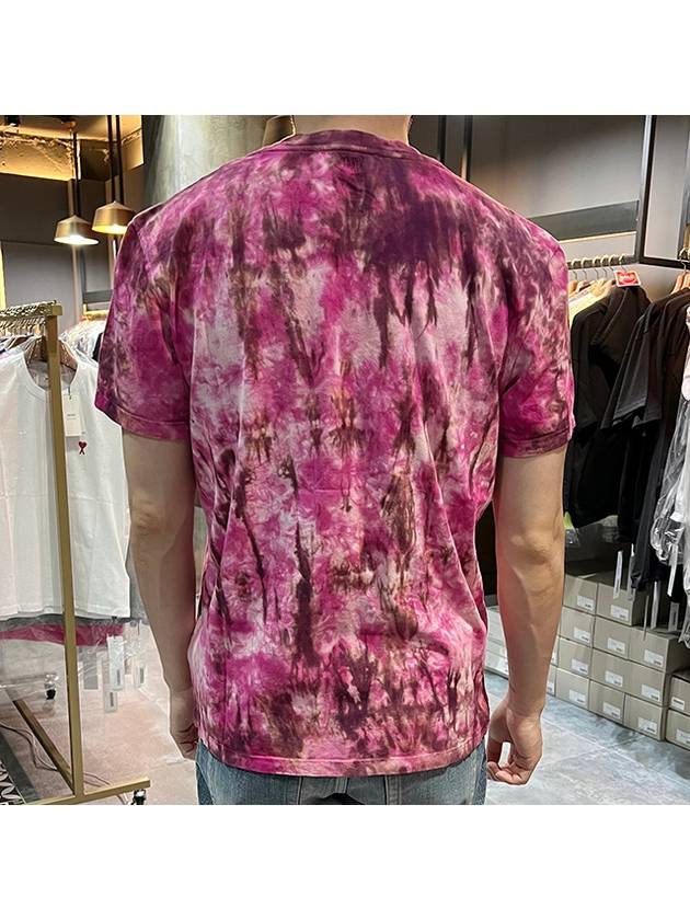 Tie Dye Printed Short Sleeve T-Shirt Pink - AMI - BALAAN 6