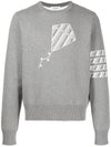 Men's Diagonal Cotton Kite Icon Jacquard Knit Sweatshirt Light Gray - THOM BROWNE - BALAAN.