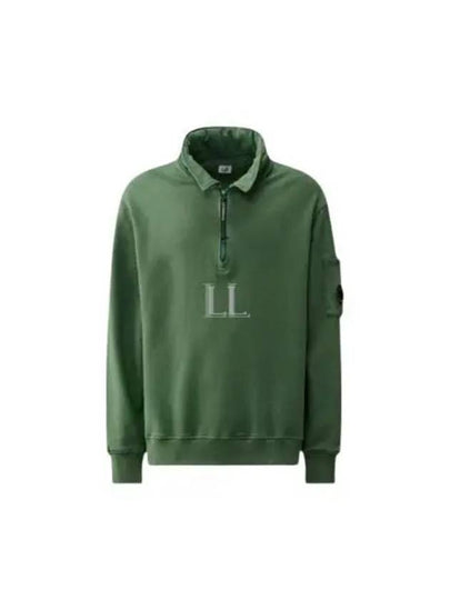 Cotton Fleece Zipped Sweatshirt Green - CP COMPANY - BALAAN 2