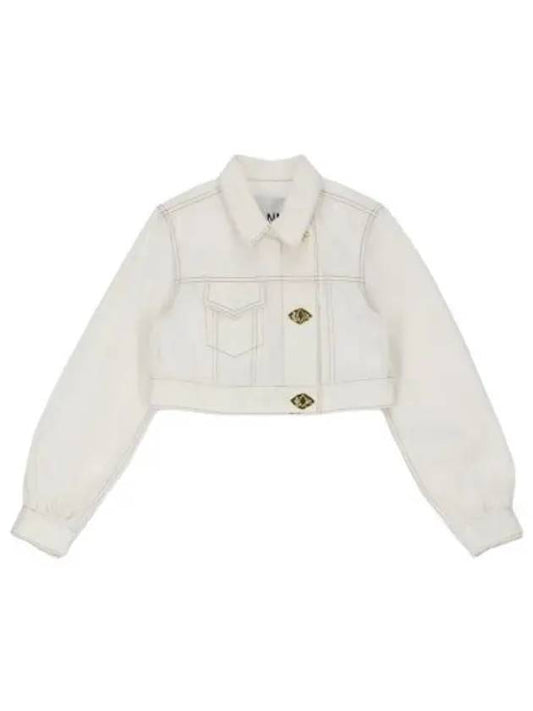 Cropped Denim Trucker Jacket Bright White Jumper - GANNI - BALAAN 1