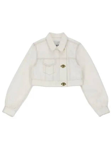 Cropped Denim Trucker Jacket Bright White - GANNI - BALAAN 1