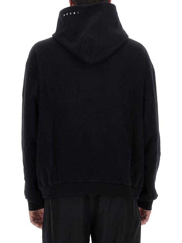 Slogan Print Hoodie Black - MARNI - BALAAN 1