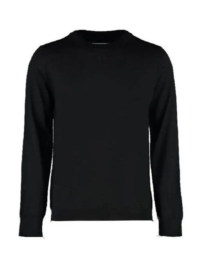 Back Stitch Crew Neck Wool Knit Top Black - MAISON MARGIELA - BALAAN 2