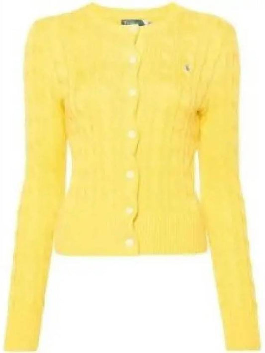 Embroidered Pony Logo Cable Knit Cardigan Yellow - POLO RALPH LAUREN - BALAAN 2